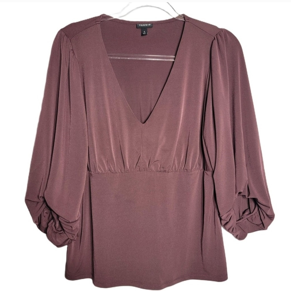 Torrid Harper Elegant Mauve V-Neck Blouse